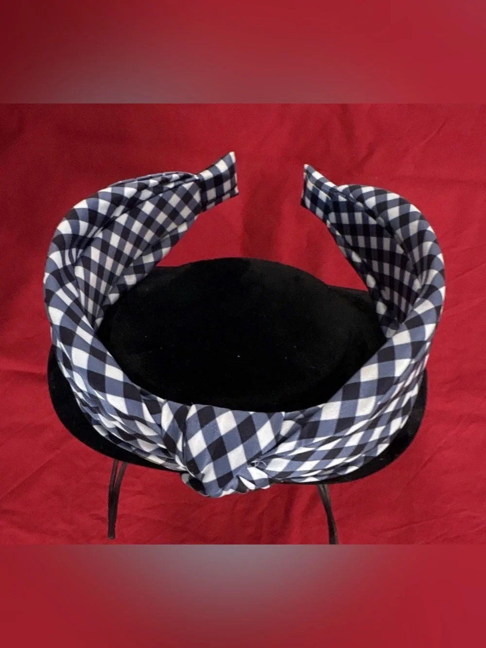 Black & White Gingham Knot Headband - Women Accessories